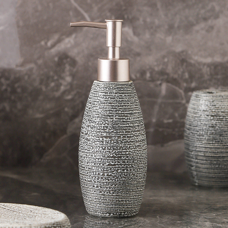 Obsidian Texture Ceramic Bathroom Set Berriscent