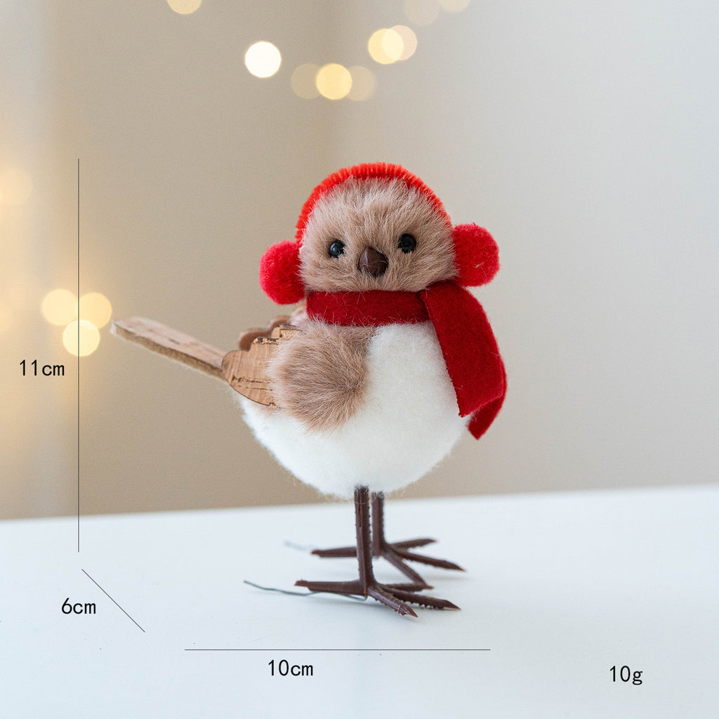 Festive Robin Trio — Plush Christmas Bird Figurines (Set of 3)