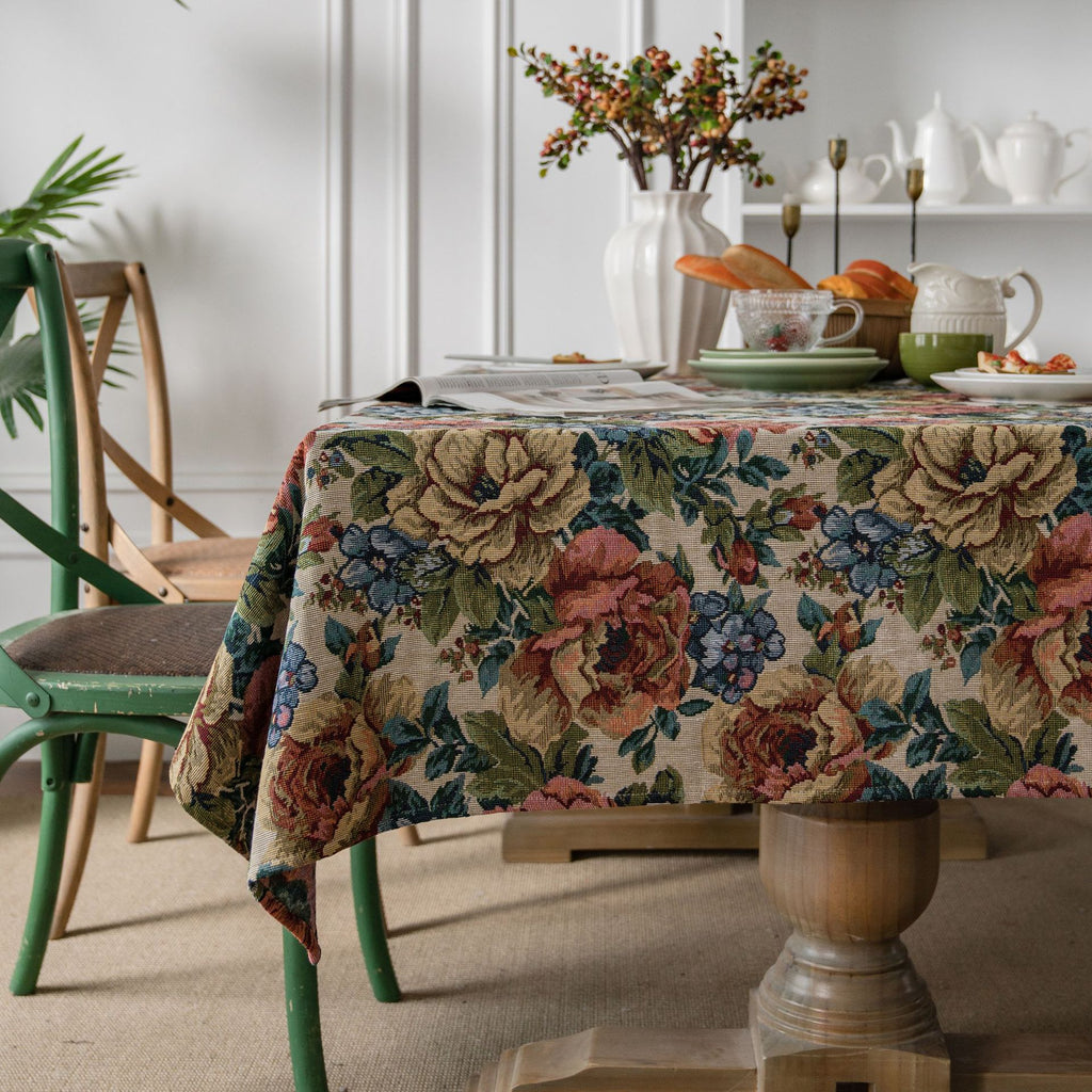 The Heritage Bloom | Jacquard Cotton Blend Tablecloth