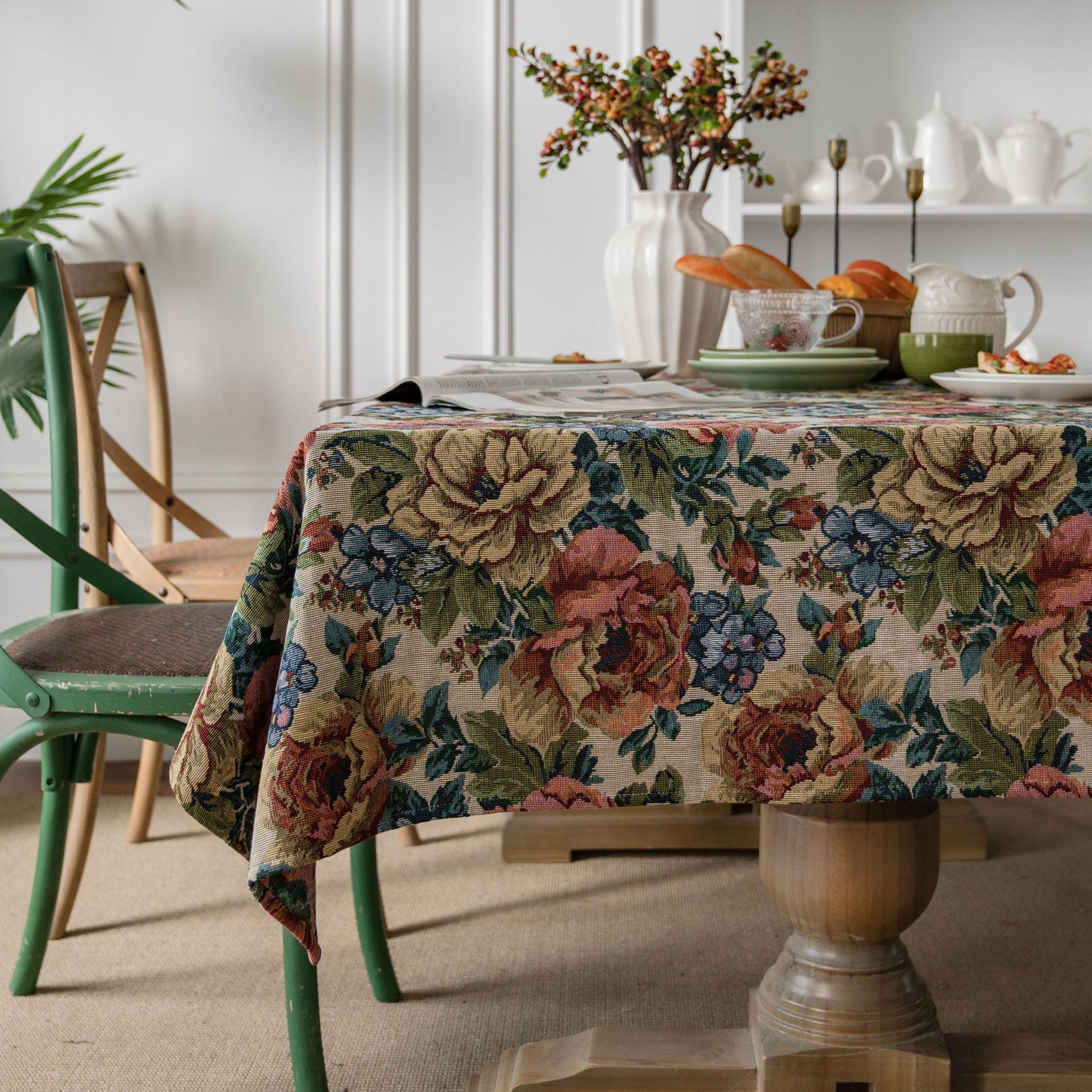The Heritage Bloom | Jacquard Cotton Blend Tablecloth