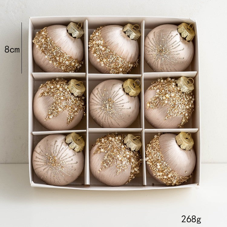 Lustrous Elegant Christmas Tree Ornaments Set – 9 pcs