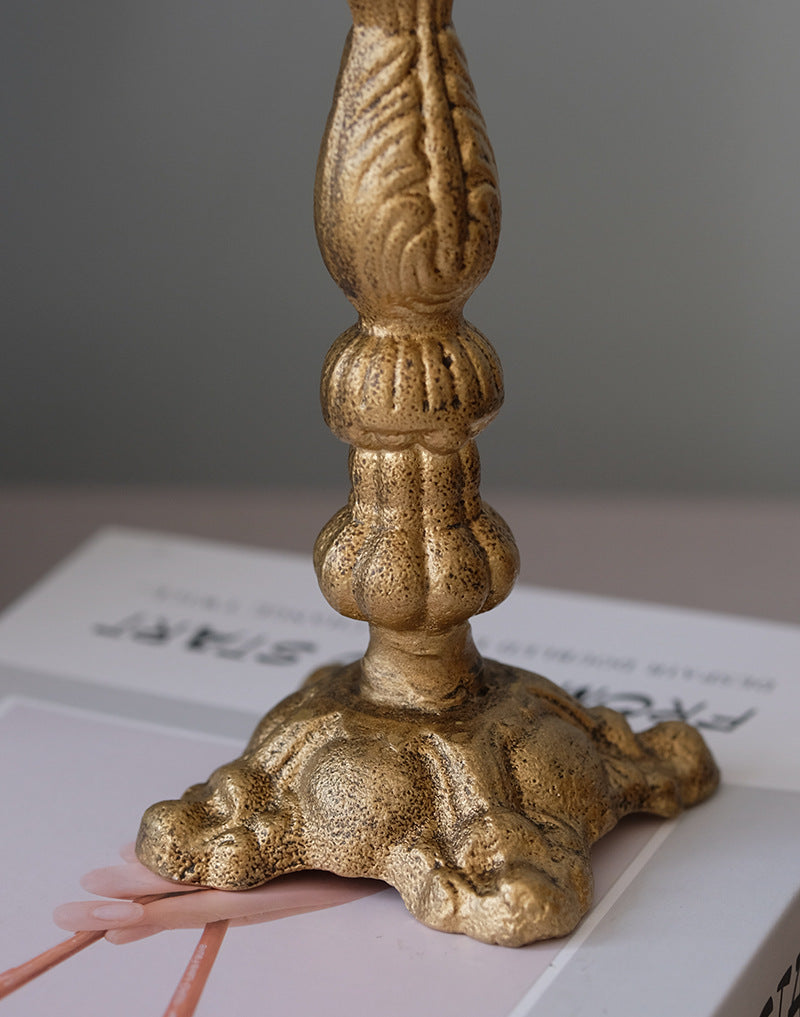 Antique Gold Cast-Iron Candle Holders Berriscent