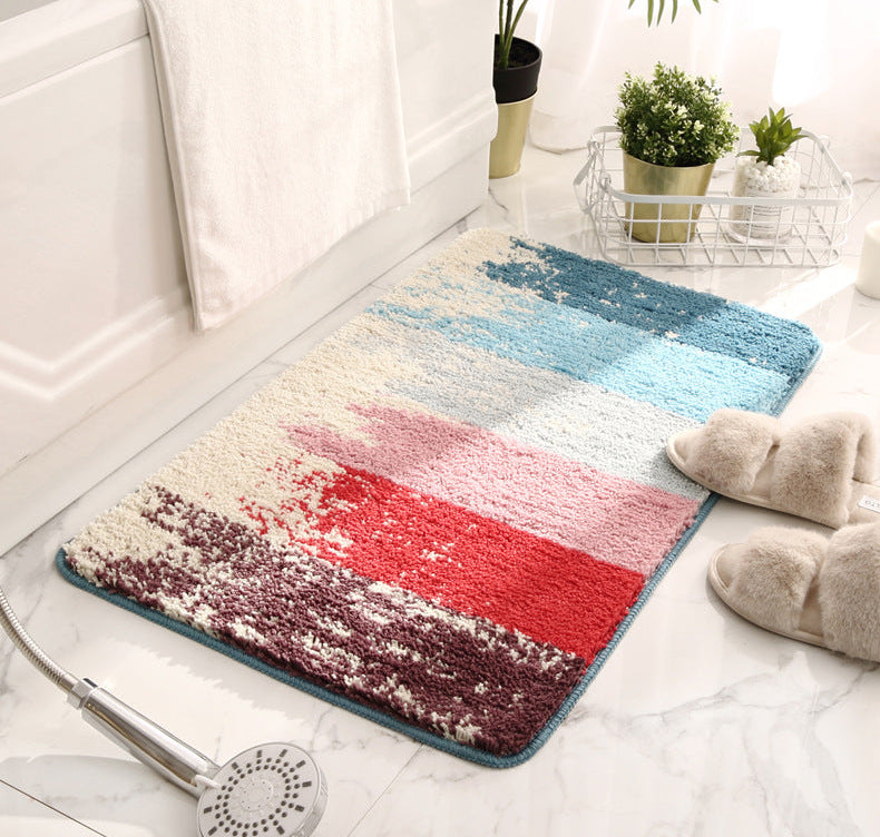 Colour Block Plush Floor Mat Berriscent
