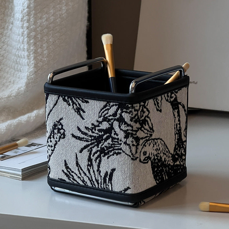 Léon Noir Jacquard Leather Desk Caddy Berriscent