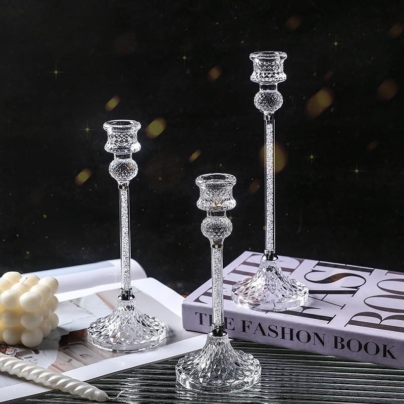 Crystal Glass Candlestick Set – 3 Pieces Berriscent