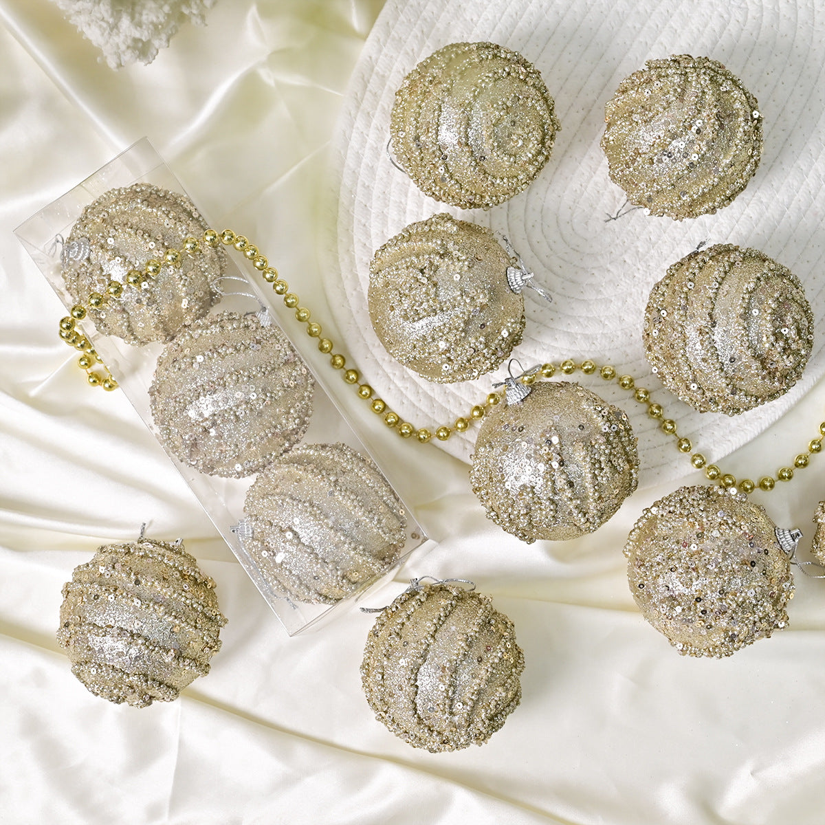 Golden Symphony Sequin Ornament Set Berriscent