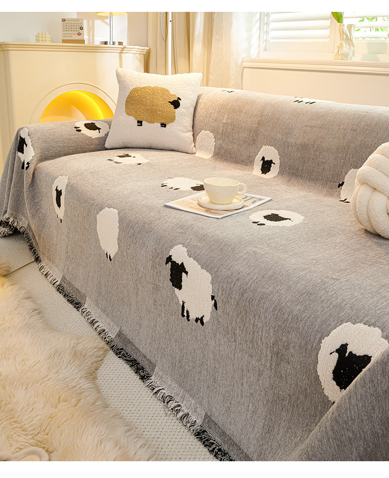 Dreamy Sheep Chenille Sofa Cover Berriscent