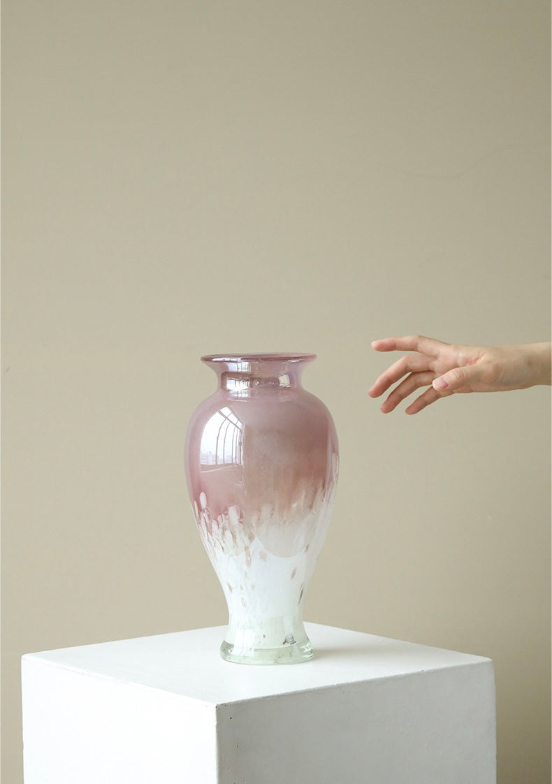 Rosy Bloom Hand-Blown Glass Vase