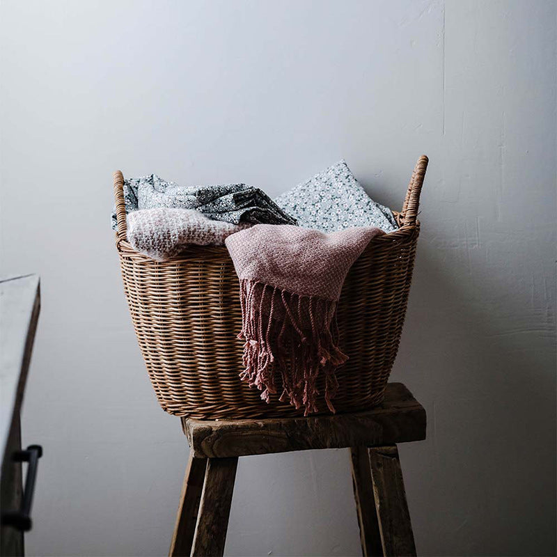 Natural Rattan Laundry Basket with Handles Berriscent