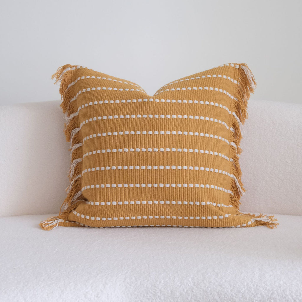 Golden Weave Collection - Decorative Cushions in Warm Mustard Tones Berriscent