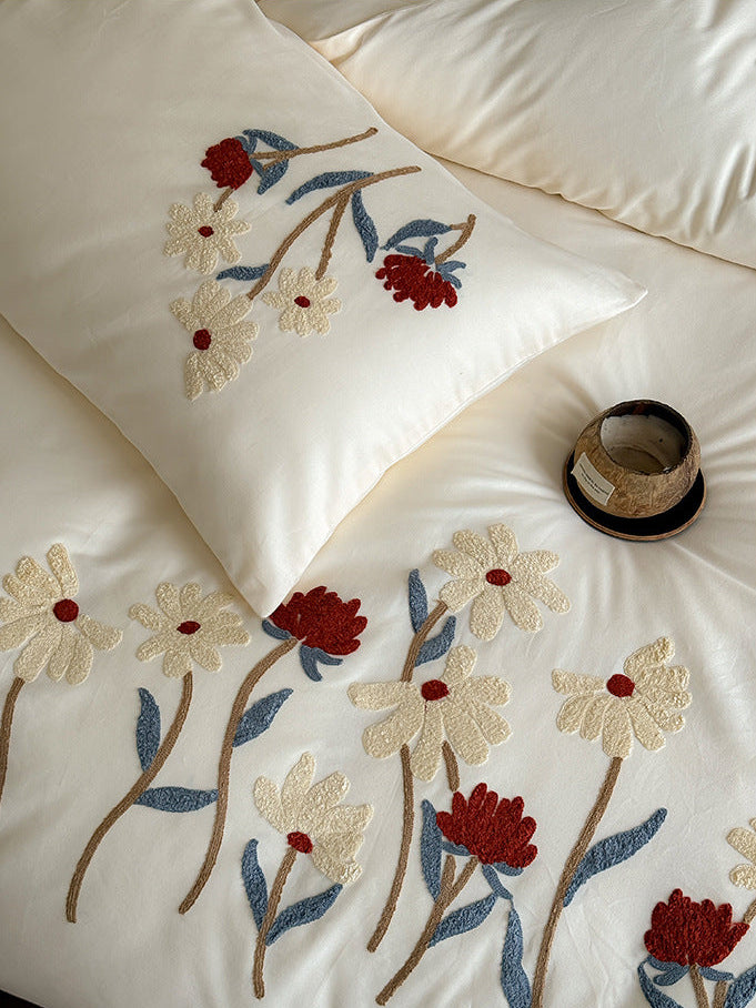 Botanical Bloom 100s Brushed Cotton Embroidered Bedding Set Berriscent