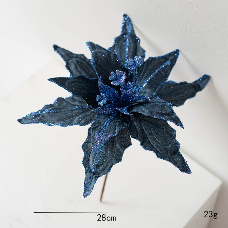Artificial Glitter Poinsettia Flower Collection – 28 cm