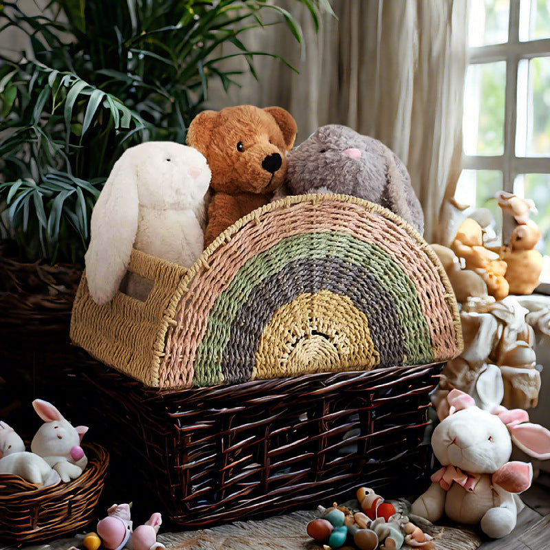Handwoven Rainbow Storage Basket Berriscent