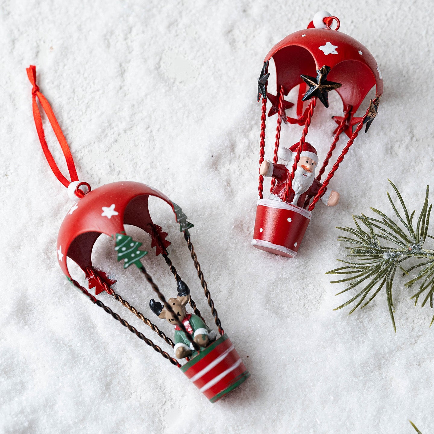Skybound Christmas Legends – Santa, Snowman & Reindeer Hot Air Balloon Ornaments Collection Berriscent