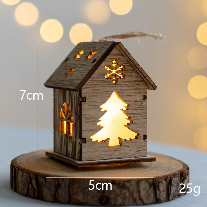Wooden Christmas House LED Ornaments