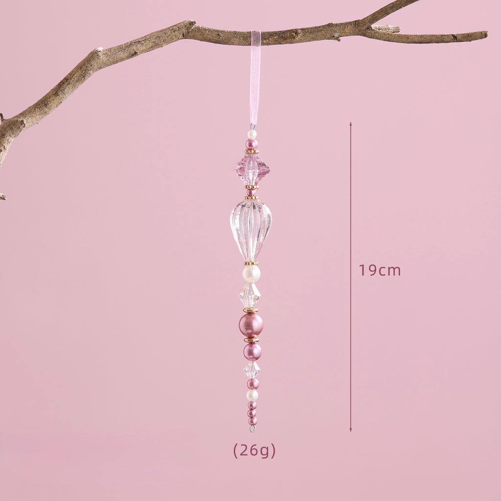 Blush Crystal Bead Ornament Set