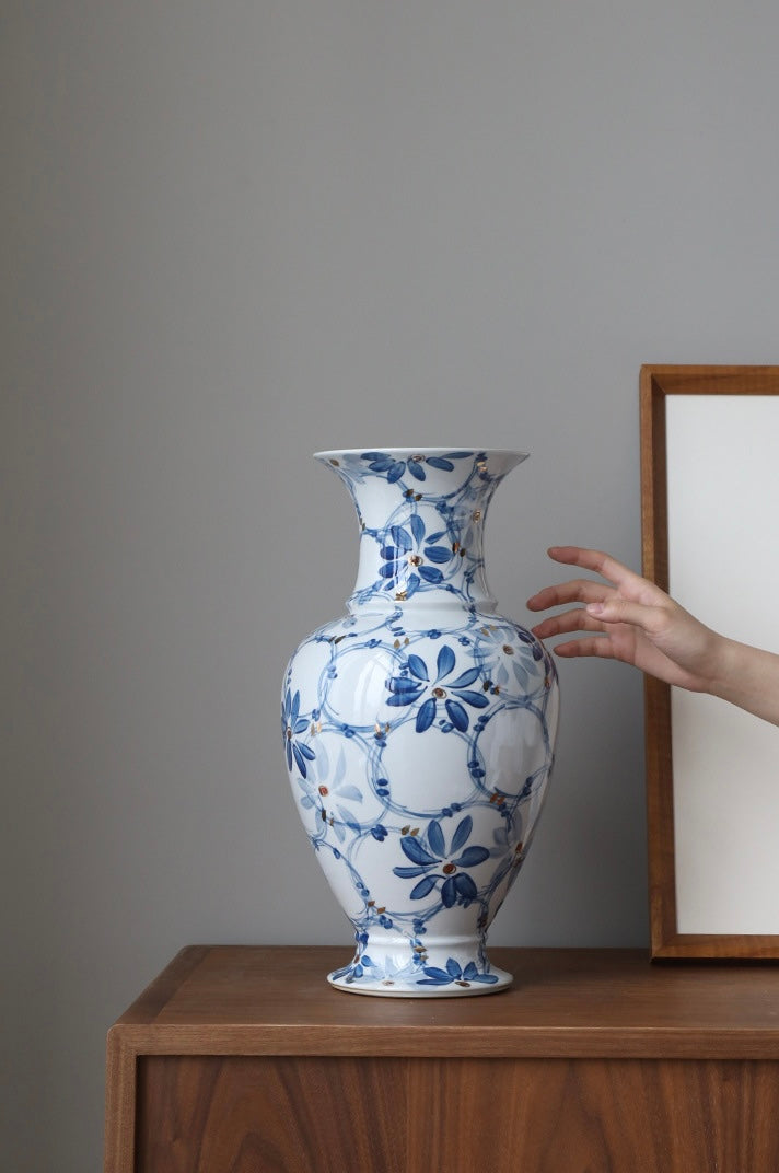 Azure Bloom Porcelain Vase Berriscent