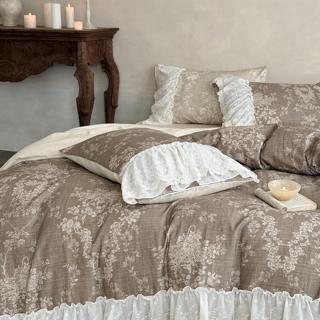 Maison Fleur Lace-Trim Bedding Set Berriscent