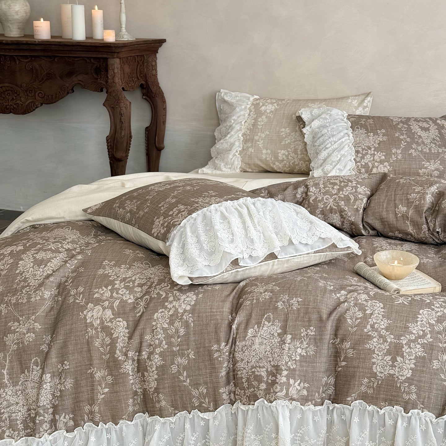 Maison Fleur Lace-Trim Bedding Set Berriscent