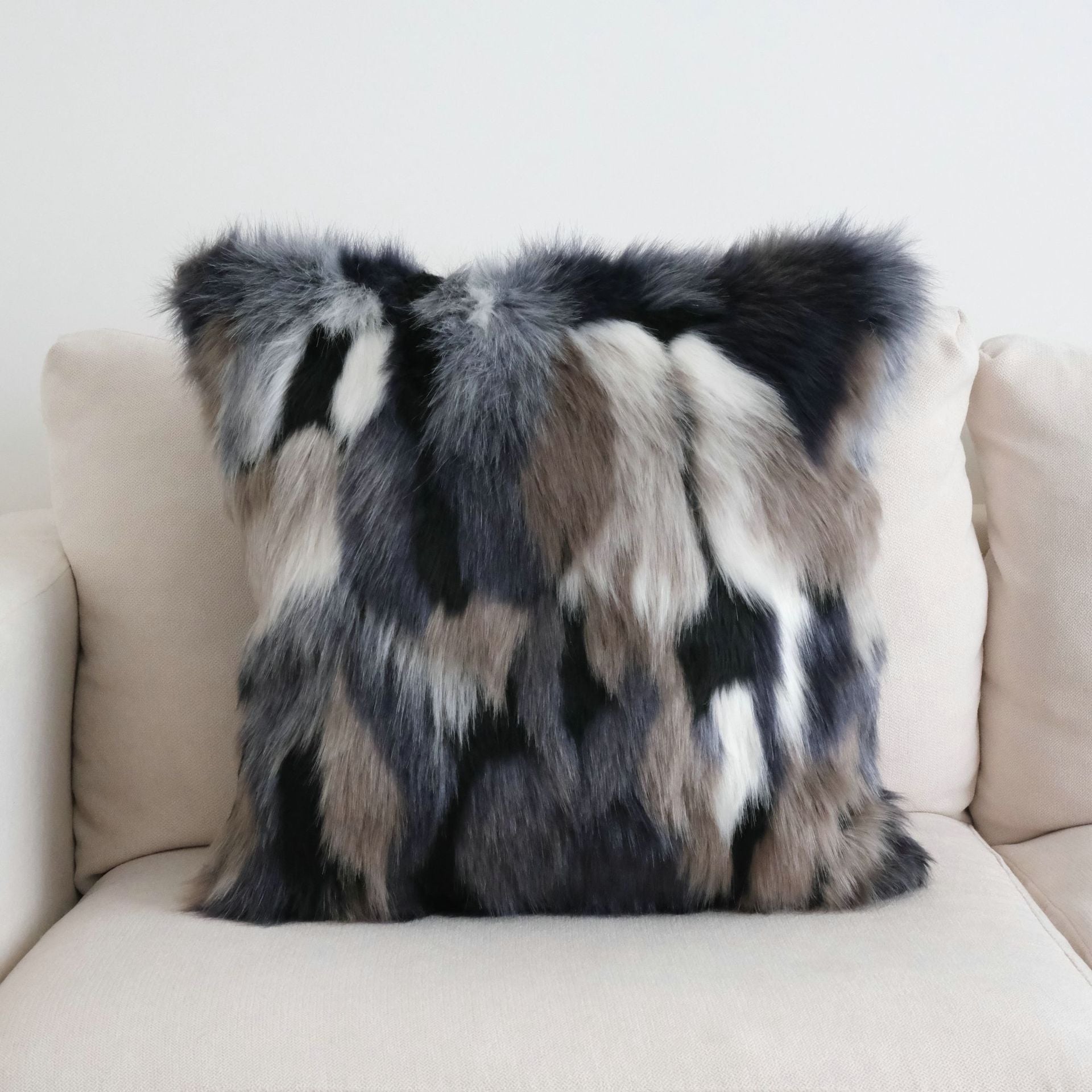 Midnight Mosaic Faux Fur Cushion Berriscent