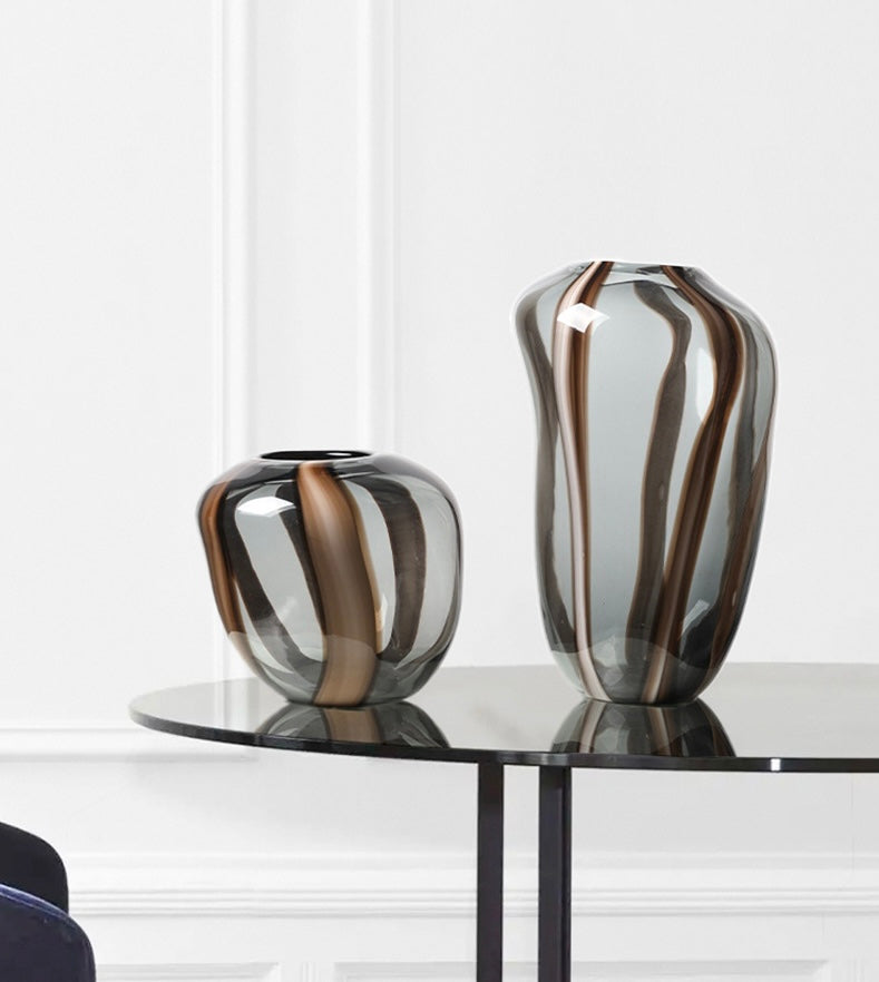Cascade Smoke Striped Glass Vase Collection Berriscent