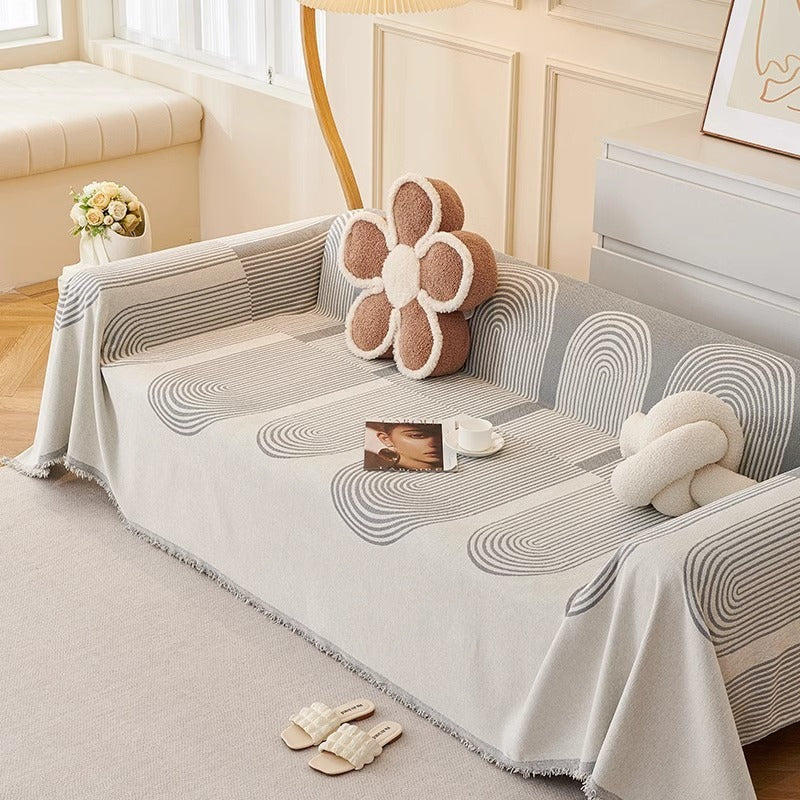 Arc Lines Chenille Sofa Cover Berriscent