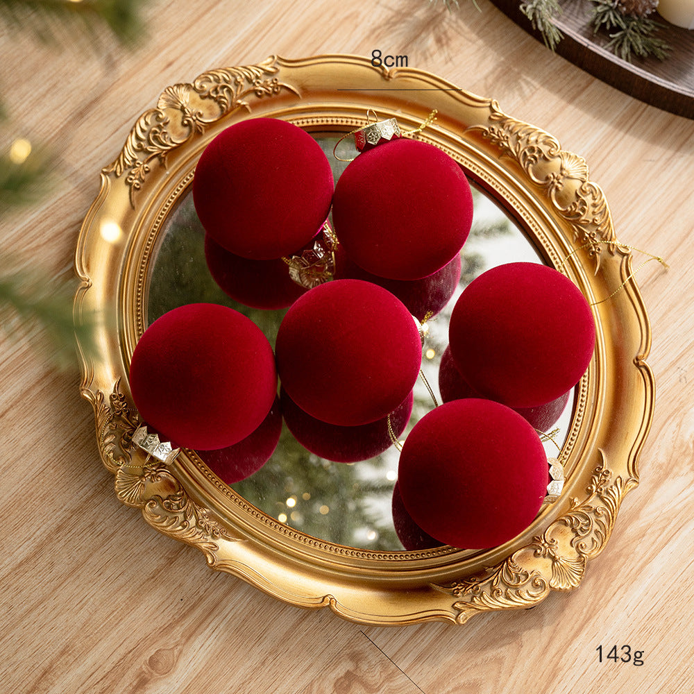 Velvet Elegance Christmas Ball Ornaments – Set of 6 (8cm)