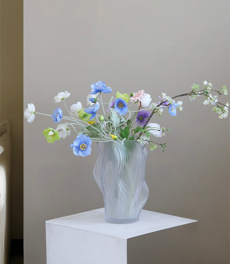 Wavy Frosted Art Glass Vase Berriscent