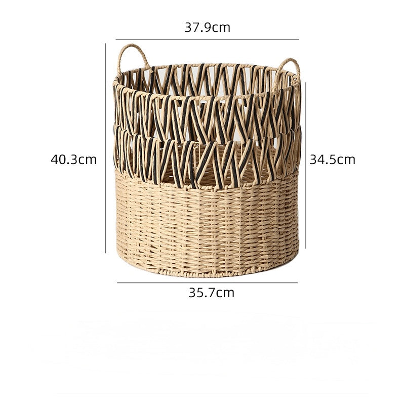 Handwoven Natural Fibre Storage Basket with Handles Berriscent