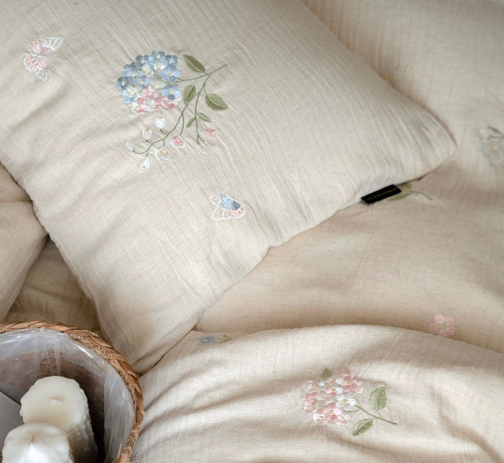 The Garden Room | Cotton–Hemp Embroidered Bed Linen