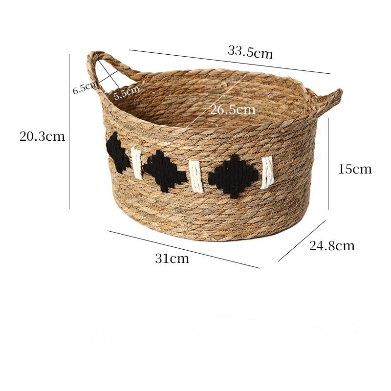 Geometric Woven Seagrass Storage Basket
