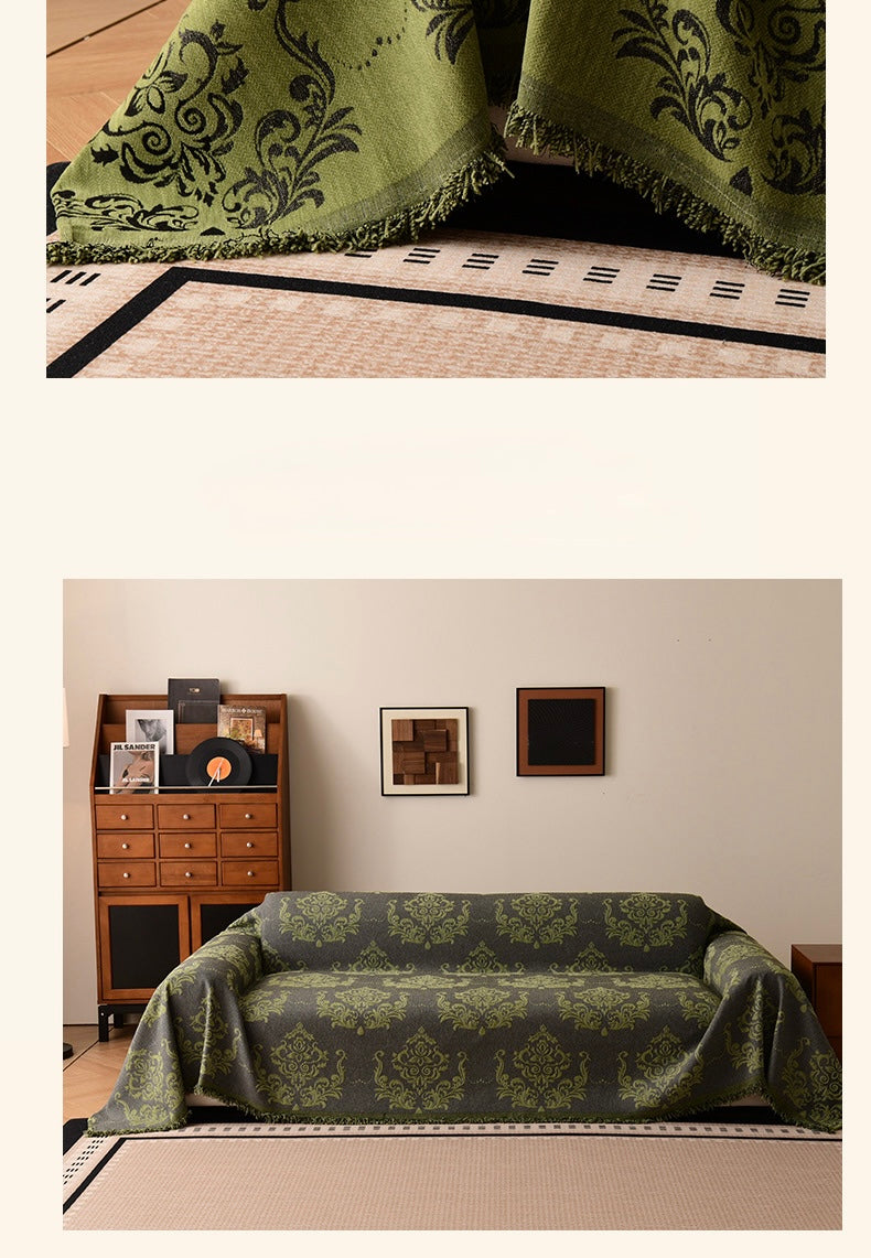 Classic Damask Chenille Sofa Throw Berriscent