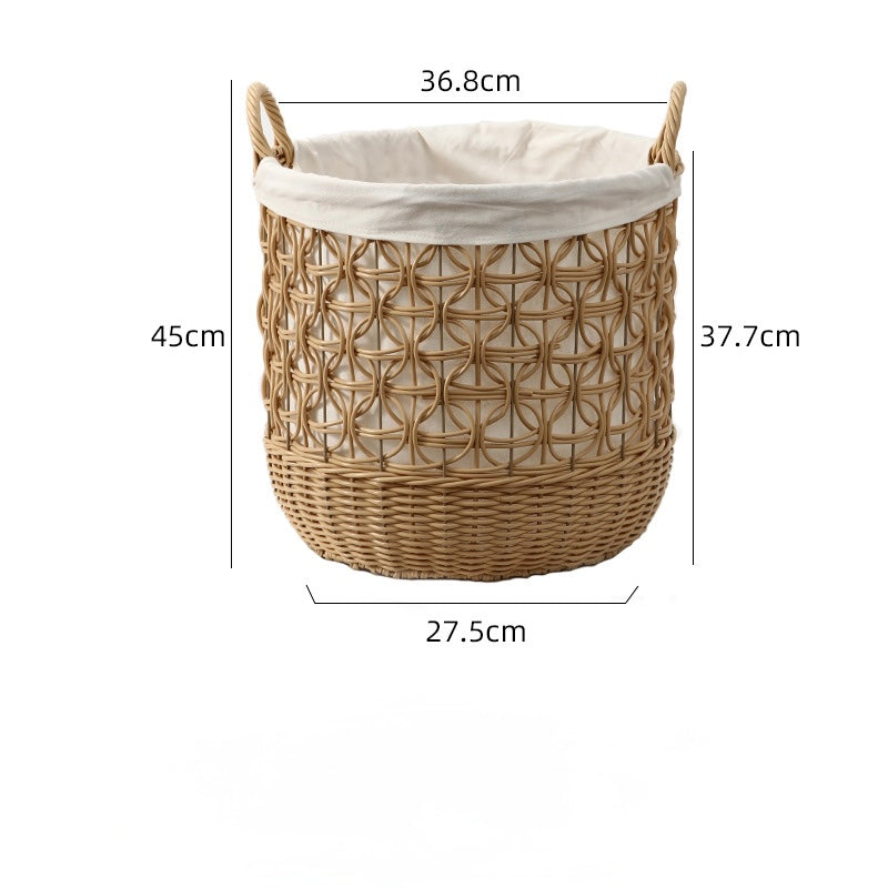 Woven Rattan Storage Basket with Cotton Lining Berriscent