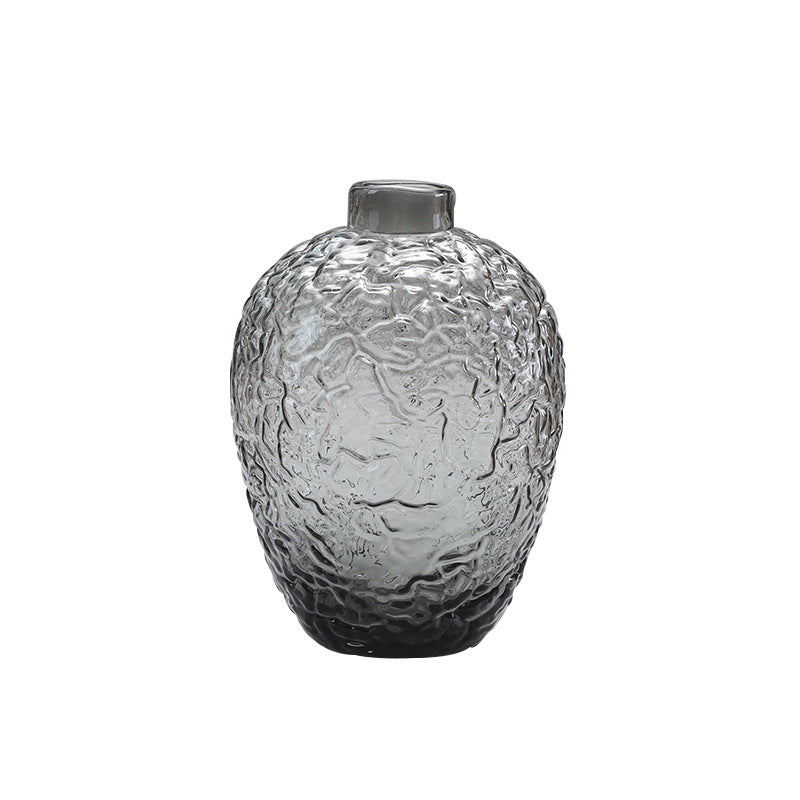 Smoky Textured Glass Vase – Premium Handcrafted Home Décor Berriscent