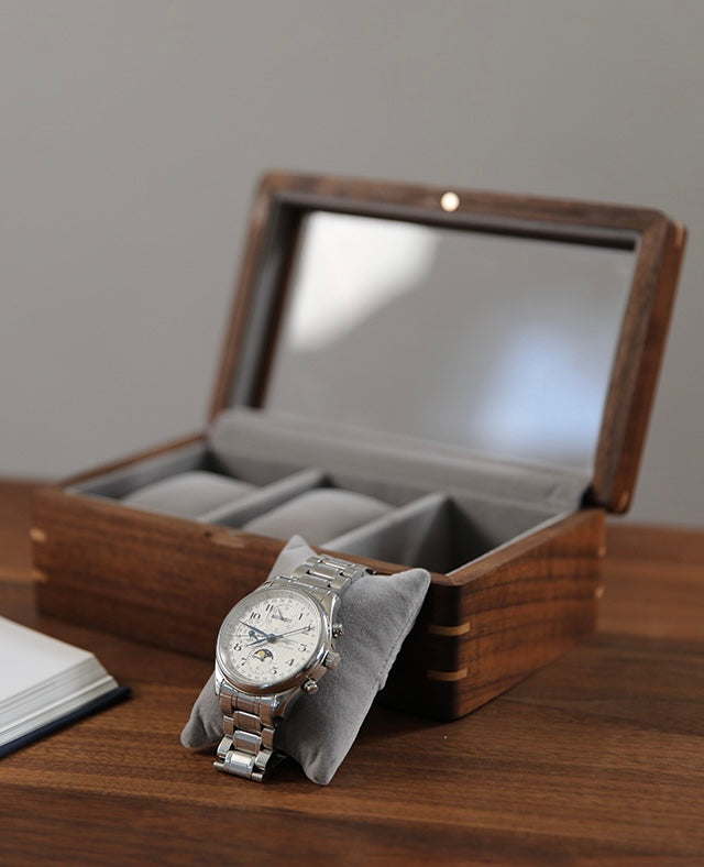 Aurelius Walnut Watch Display Case – 3 Slot Berriscent