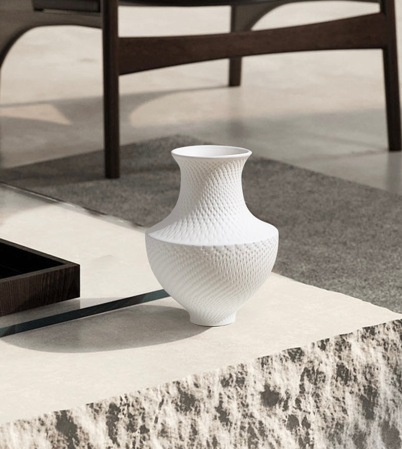 Textured White Ceramic Vase Collection Berriscent