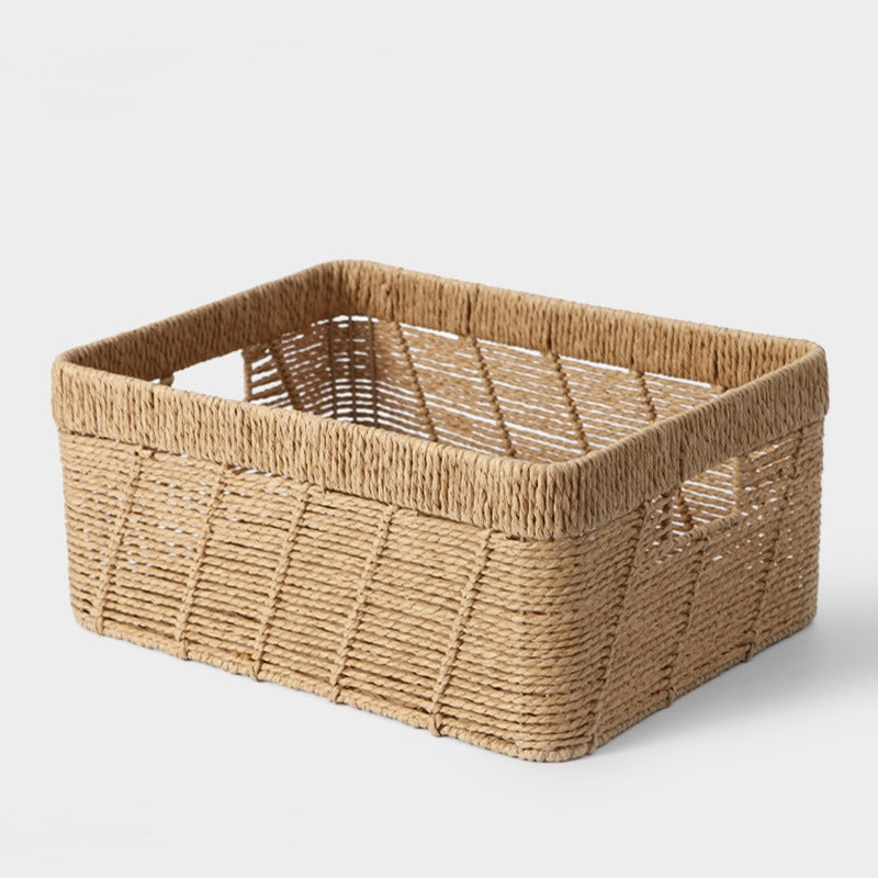 Rectangular Handwoven Natural Storage Basket with Handles Berriscent