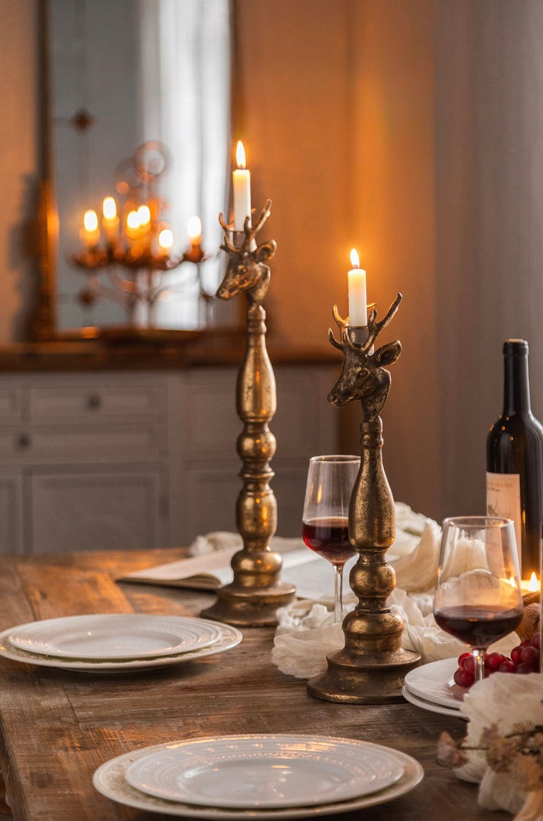 Regal Stag Candlestick – Iron Candle Holder Berriscent