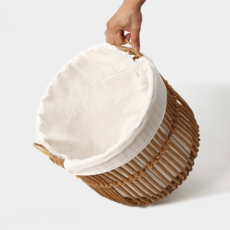 Handwoven Rattan Laundry & Storage Basket with Fabric Lining Berriscent