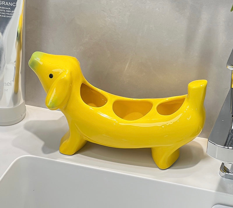 Dachshund Ceramic Vanity Organizer Berriscent