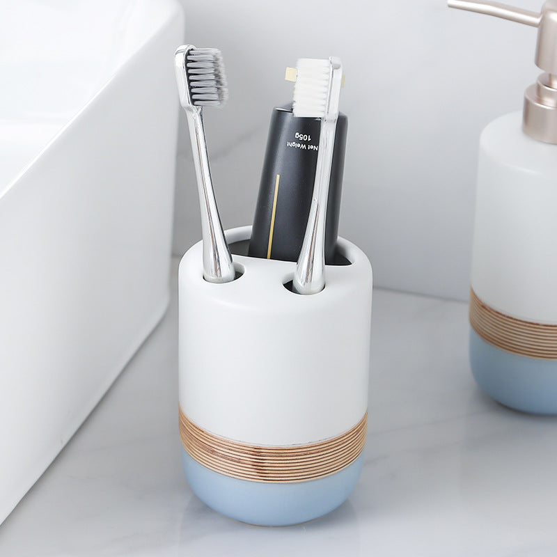 Coastal Line Ceramic Bathroom Set Berriscent