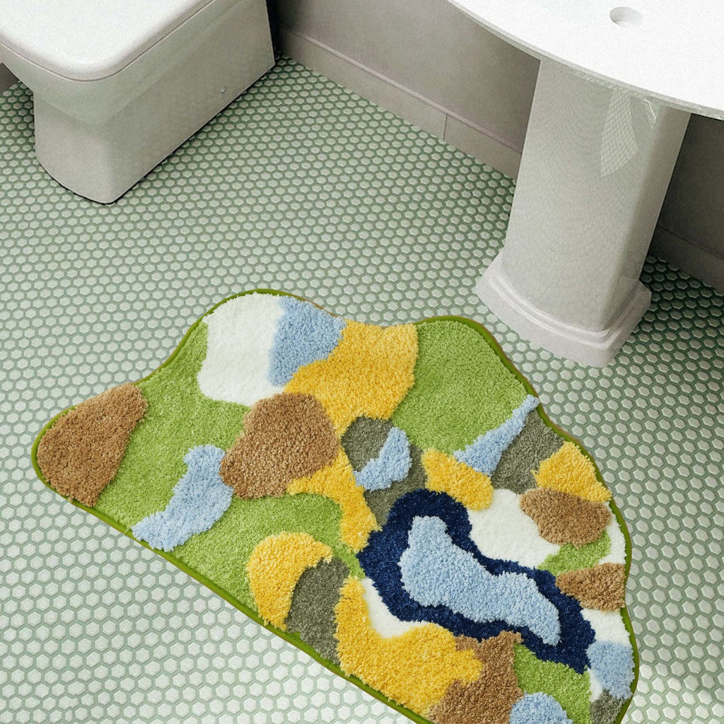 Abstract Meadow Microfiber Absorbent Floor Mat – 50×80 cm Berriscent