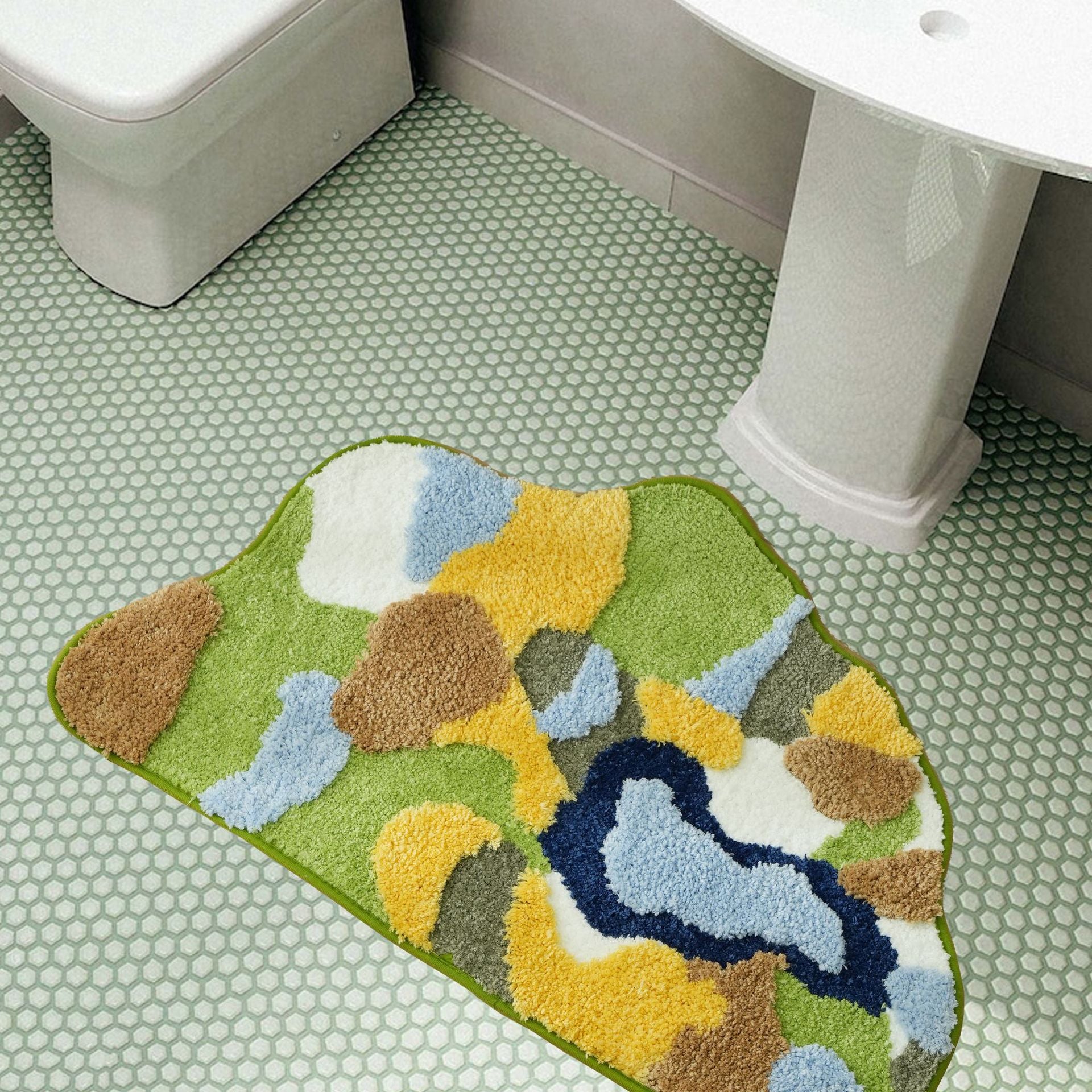 Abstract Meadow Microfiber Absorbent Floor Mat – 50×80 cm Berriscent