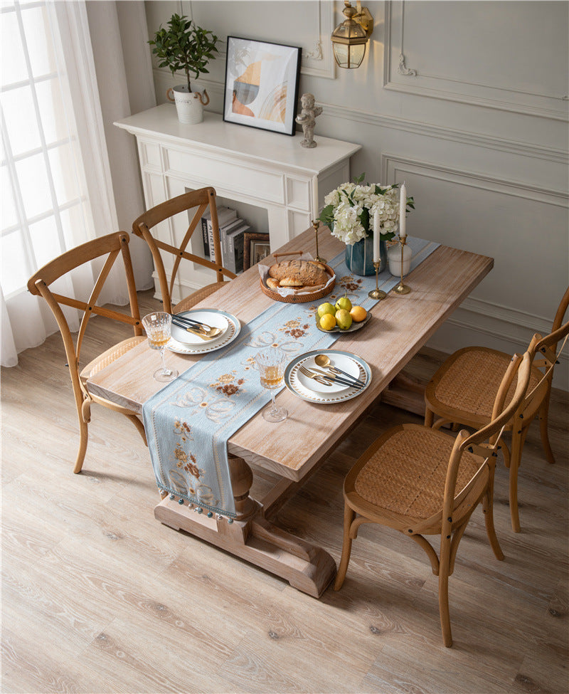 Blue Royale Floral Jacquard Table Runner Berriscent