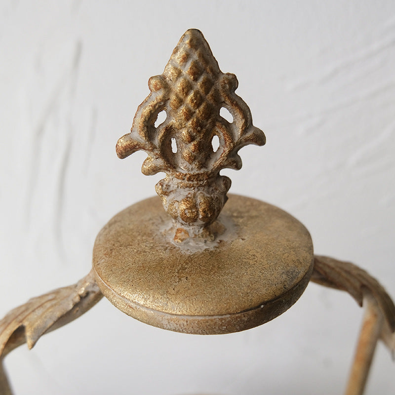Aged Gold Cast-Iron Pedestal Holder Berriscent