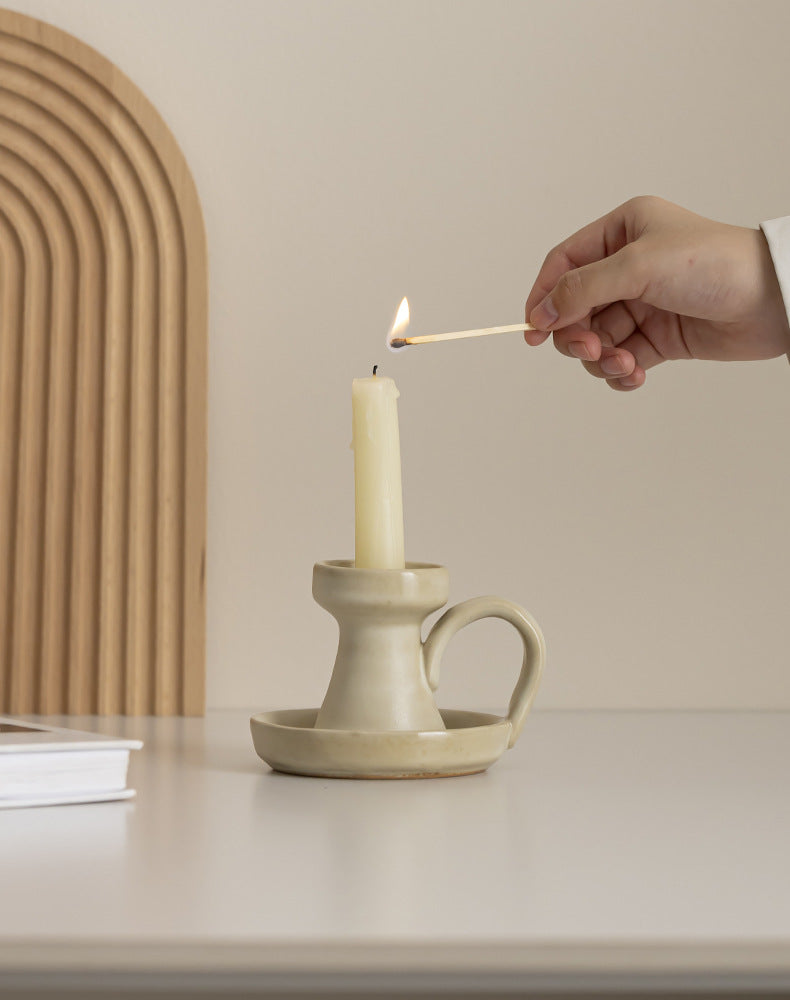 Classic Handle Ceramic Candle Holder Berriscent