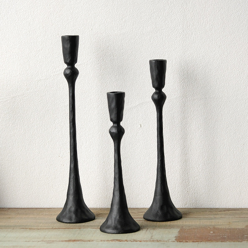 Noir Essence Candle Holder Set – Sculptural Cast Iron Elegance Berriscent