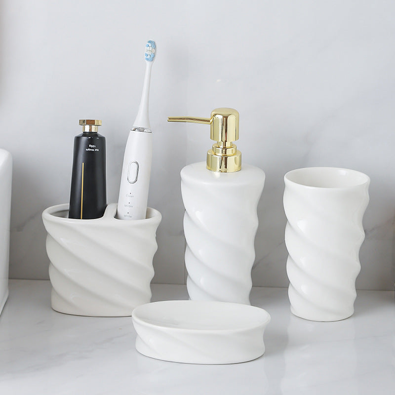 Serene Wave Ceramic Bath Set Berriscent