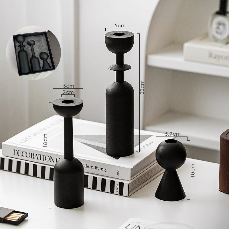Obsidian Form Candle Holder Set – Minimalist Sculptural Design Berriscent