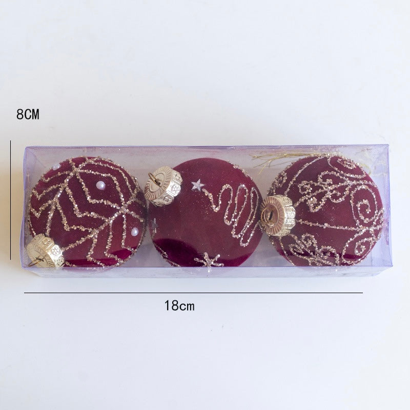 Luxurious Velvet & Glitter Christmas Ornaments Set
